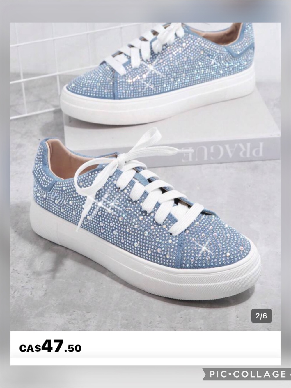 Sparkle Low-Top Sneakers in Light Blue -